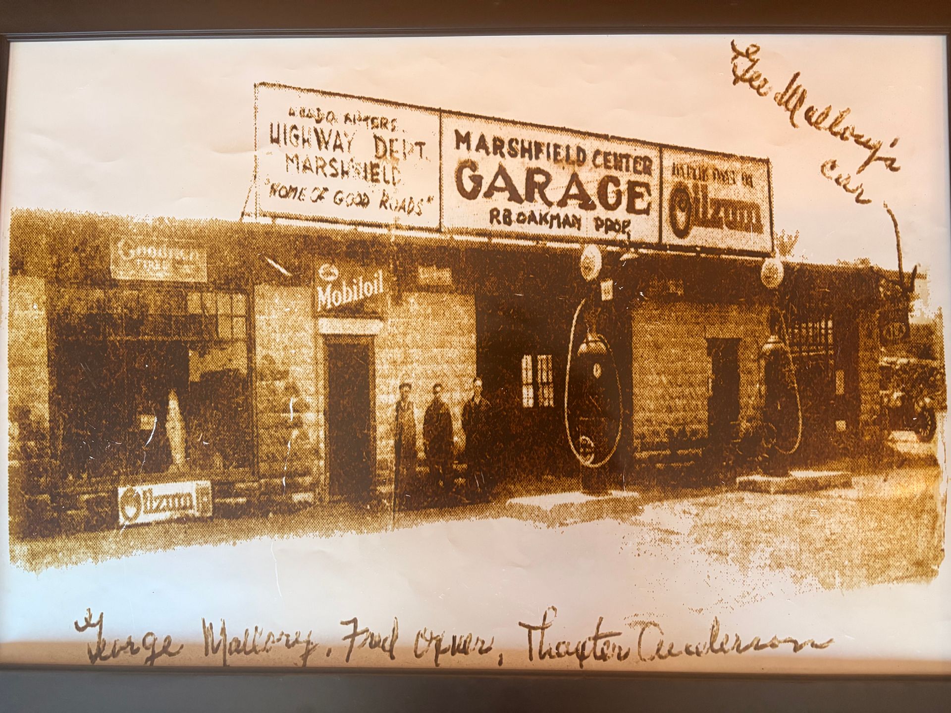 Marshfield Center Garage — the original 1920 location